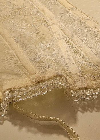 Beyaz Vintage Dantel Bohem Büstiyer/Korse - Görsel 5