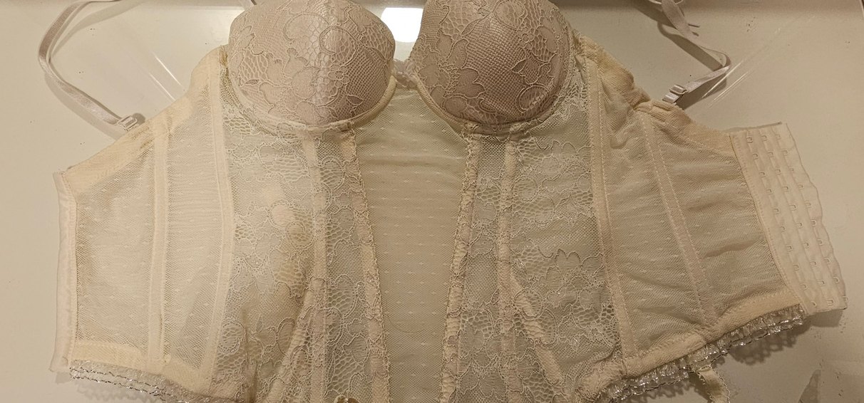 Beyaz Vintage Dantel Bohem Büstiyer/Korse - Görsel 3