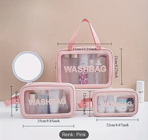 Washbag 3 lü set kozmetik çanta