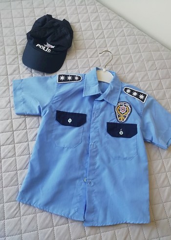 Erkek Çocuk Mavi Kısa Kollu Polis Gömlek