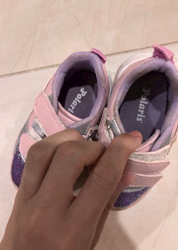 23 Beden pembe Renk Kız Çocuk Pembe Cırt Cırtlı Spor Ayakkabı