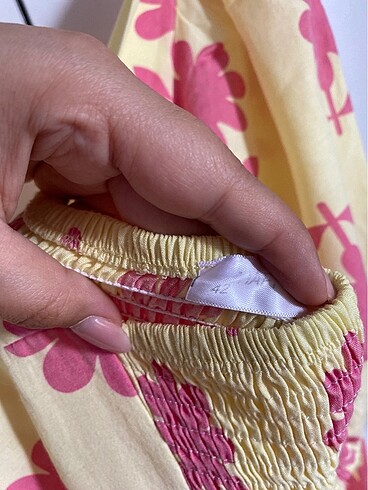 xl Beden Sarı pembe çiçekli elbise