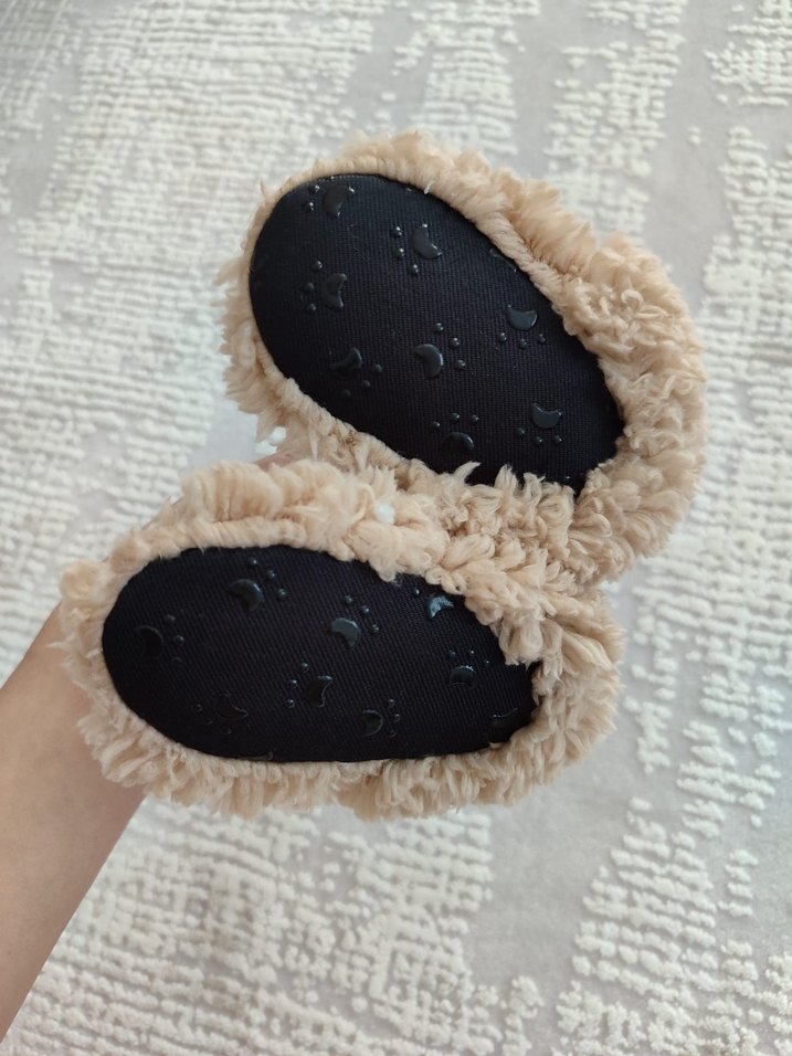 Bej Kürklü Erkek Bebek Patik 0-6 Ay - Görsel 3