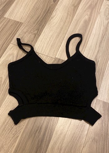 Diğer Siyah İnce Askılı Crop Top