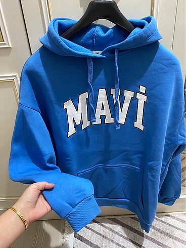 Kadın mavi marka sweatshirt