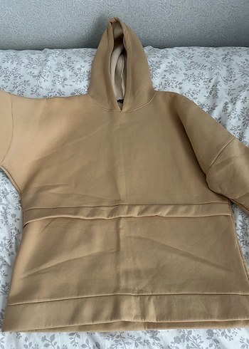 Bej Kapüşonlu Rahat Kesim Sweatshirt