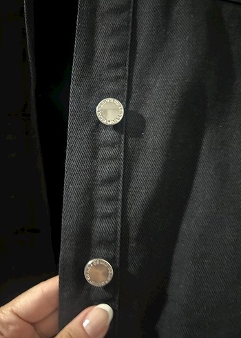 universal Beden Düğmeli Siyah Kadın Denim Ceket