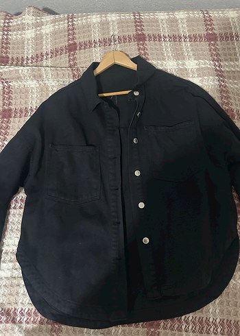 Diğer Düğmeli Siyah Kadın Denim Ceket