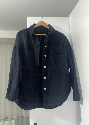 Düğmeli Siyah Kadın Denim Ceket