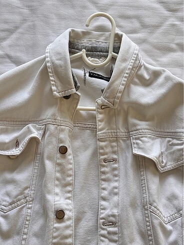 Diğer Beyaz oversize kot ceket