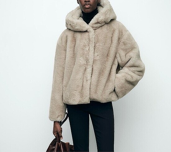 Zara model kapüşonlu kürk
