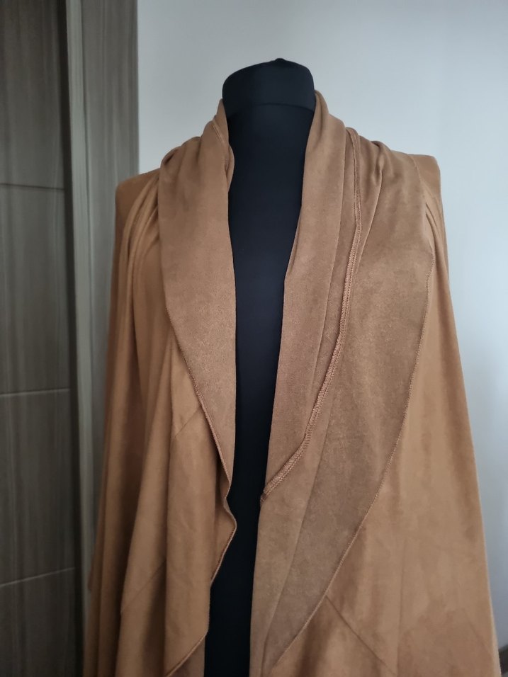 Bej Süet Salaş Uzun Hırka AFRODIT MARKA - Görsel 5