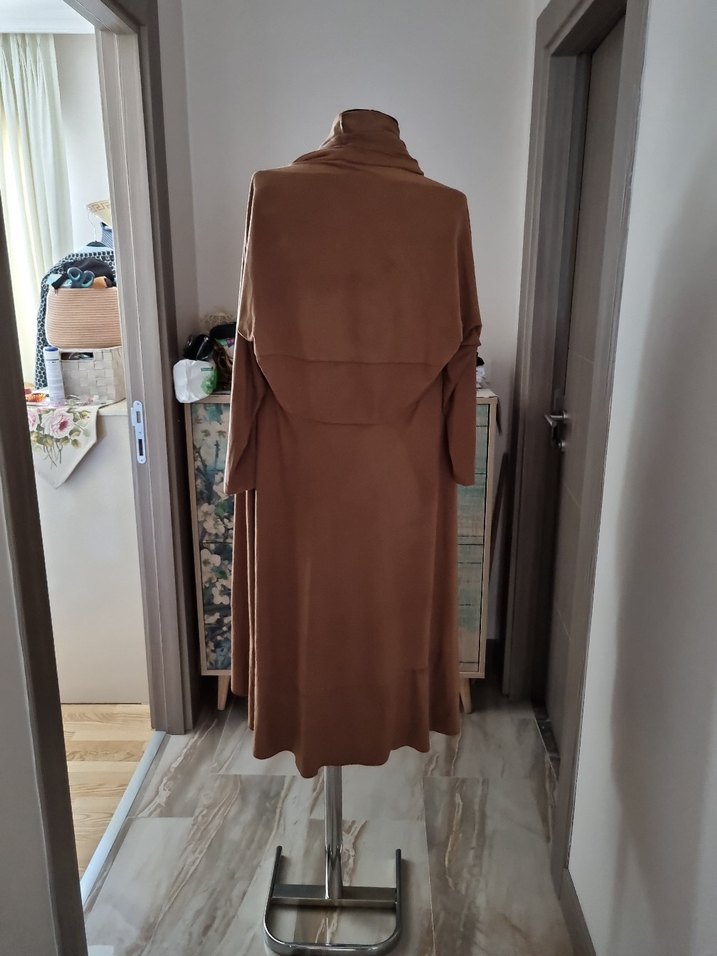 Bej Süet Salaş Uzun Hırka AFRODIT MARKA - Görsel 3