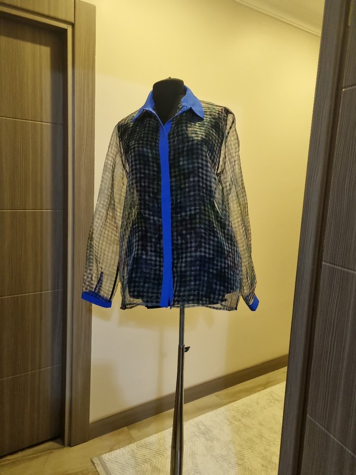 Mavi Yakalı Uzun Kollu Tül GömlekPARK BRAVO YENİ - Görsel 2