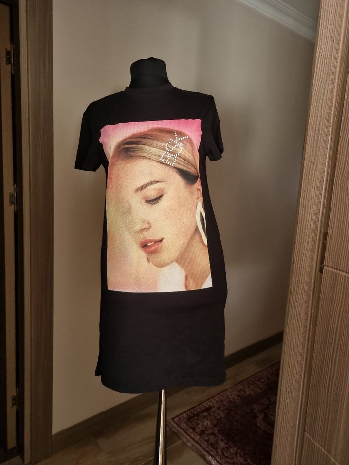 Siyah penye elbise BERSHKA MARKA - Görsel 2