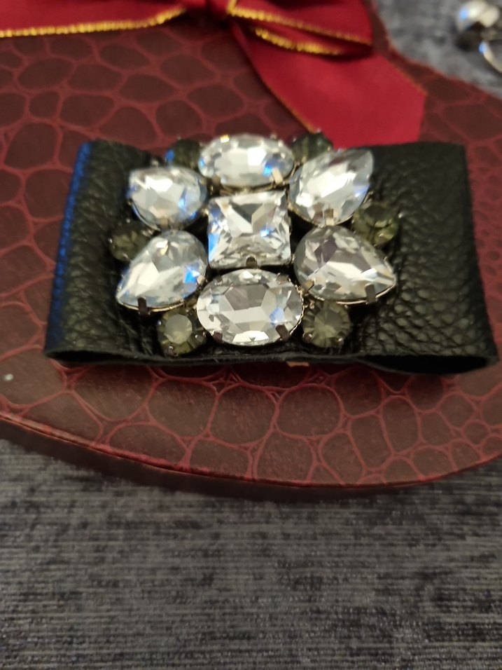 Taşlı Kemerli Yılan Desenli Gri Broş.Deri - Görsel 2