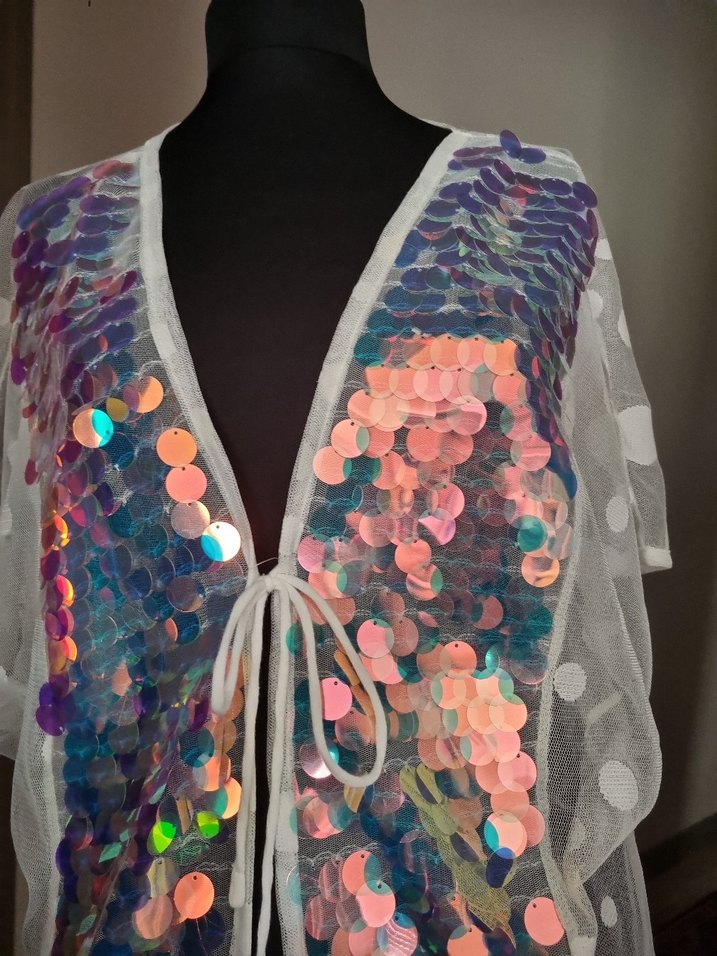 Işıltılı Payetli Transparan Kimono pareo - Görsel 2