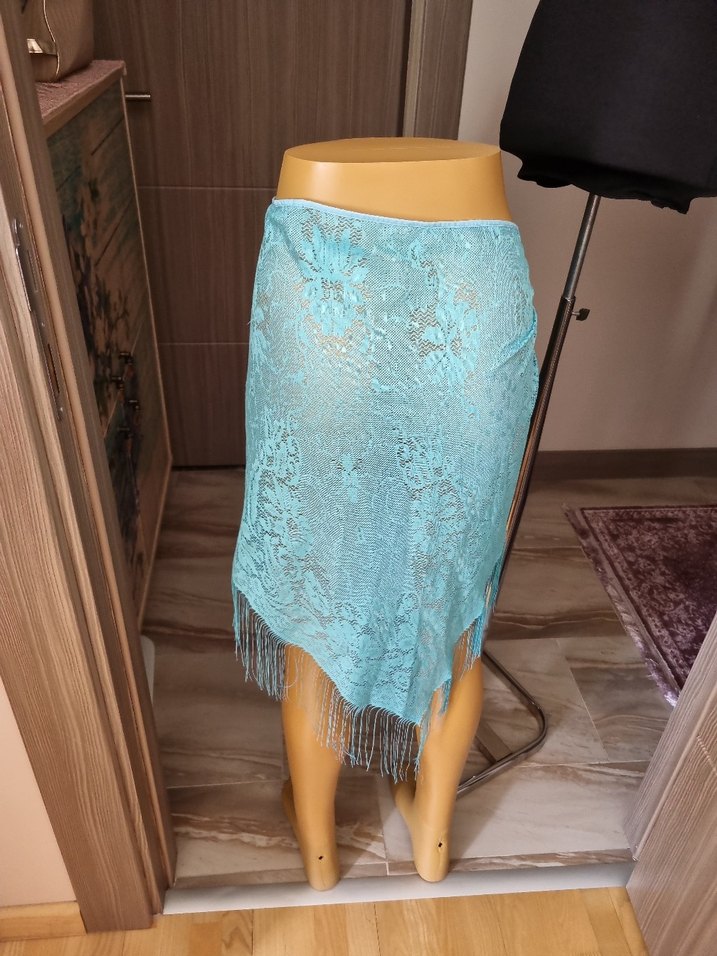 Turkuaz Mini Plaj Pareo - Görsel 3