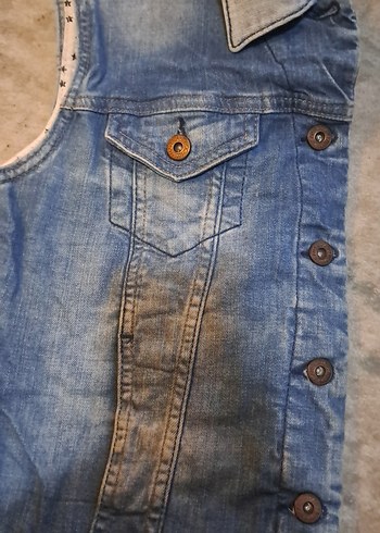 Düğmeli Kolsuz Kot Ceket - Görsel 5