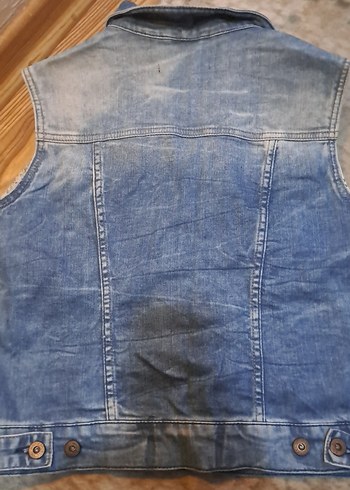 Düğmeli Kolsuz Kot Ceket - Görsel 4