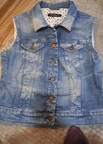 Düğmeli Kolsuz Kot Ceket - Görsel 3