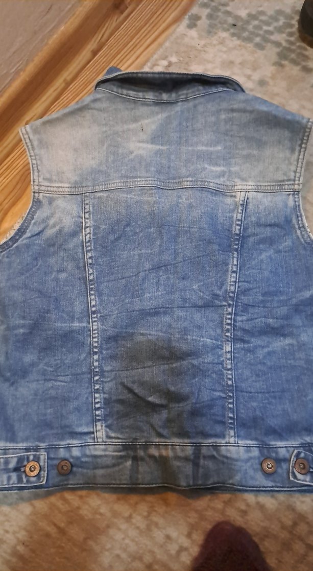 Düğmeli Kolsuz Kot Ceket - Görsel 4