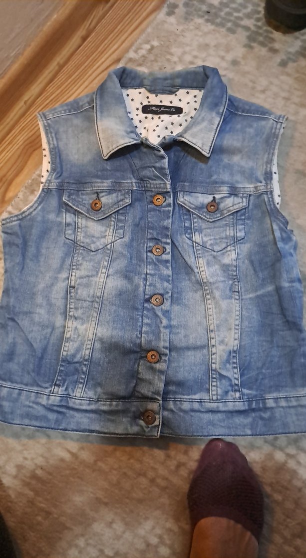 Düğmeli Kolsuz Kot Ceket - Görsel 3