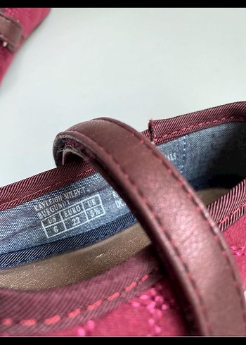 Bordo Nakışlı Tokalı Kız Babet - Görsel 3