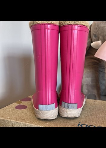 Kız Çocuk Pembe Kürklü Lastik Çizme - Görsel 3