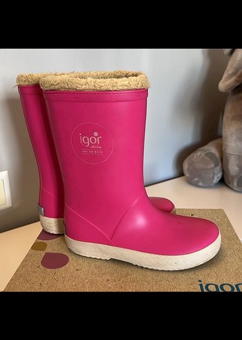 Kız Çocuk Pembe Kürklü Lastik Çizme - Görsel 2