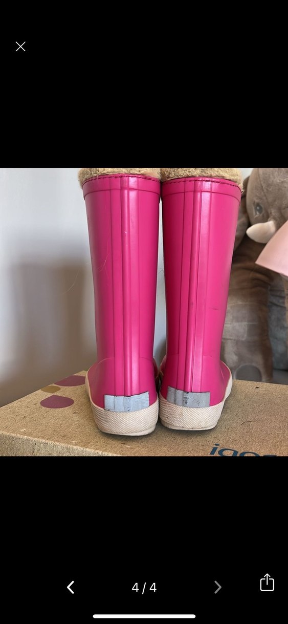 Kız Çocuk Pembe Kürklü Lastik Çizme - Görsel 3