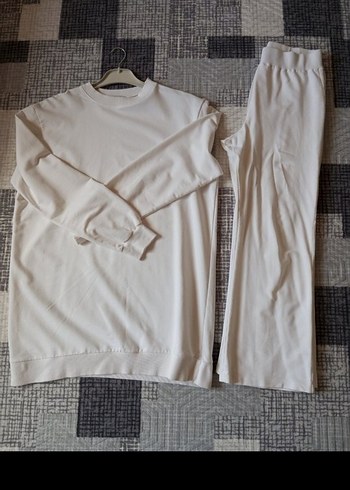 Suud Collection Kadın beyaz Basic Pamuklu Eşofman Takımı