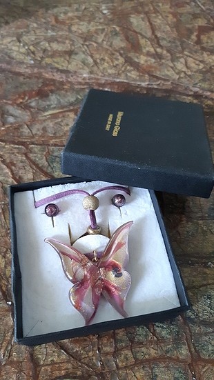El yapımı Murano glass kolye ve küpeleri