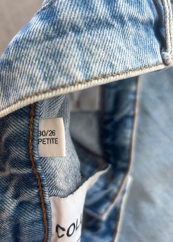 30 Beden mavi Renk Düğmeli Baskılı Mavi Kadın Denim Pantolon
