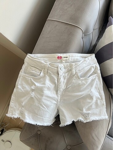 xs Beden beyaz Renk Kadın koton beyaz kot şortt