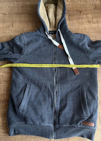 m Beden Gri Kapüşonlu Fermuarlı Sweatshirt