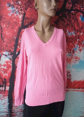 Pembe V Yakalı Kadın Triko Kazak