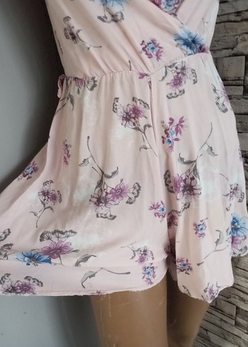 Missha Pembe Çiçek Desenli Kolsuz Mini şortlu Elbise