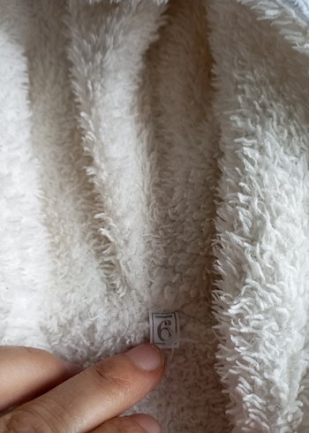 Kürk Detaylı Gri peluş mont - Görsel 4