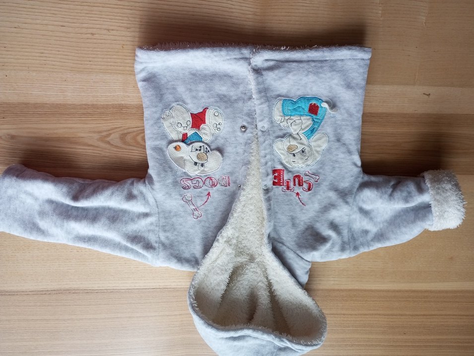 Kürk Detaylı Gri peluş mont - Görsel 2