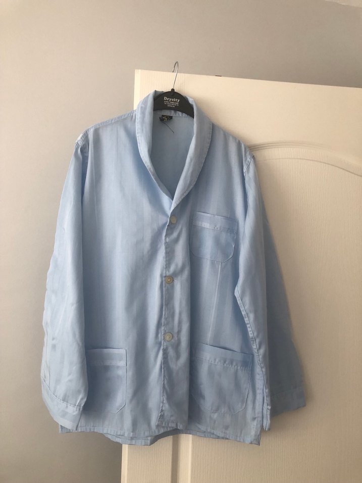 Düğmeli Mavi Erkek Pijama Takımı - Görsel 2