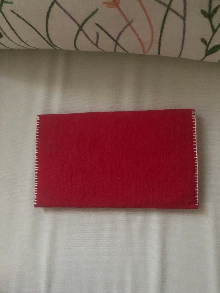 Düğmeli Kırmızı Nakışlı Kadın Cüzdanı - Görsel 2