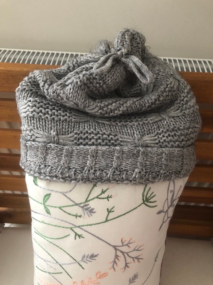 Kadın Gri Örgü Bohem Bere - Görsel 2