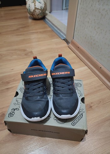 Gri Orjinal Skechers Erkek Çocuk Sneaker - Cırt Cırtlı