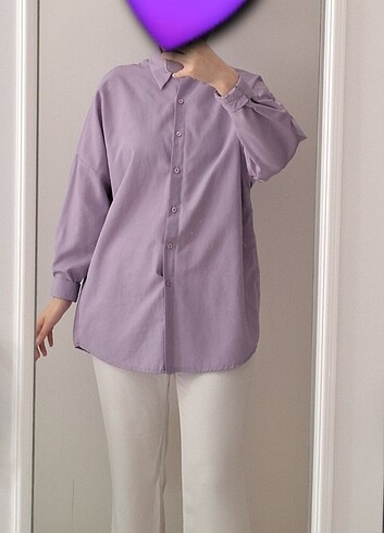 Armonika Lila Oversize Basic Gömlek