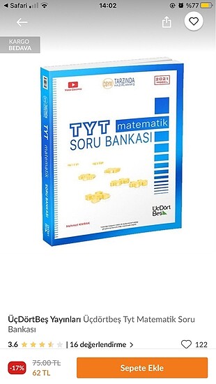 Üç dört beş yayınları matematik tyt soru bankası