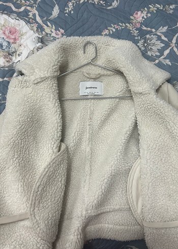 Stradivarius Kürklü Beyaz Kadın Ceket - Görsel 5