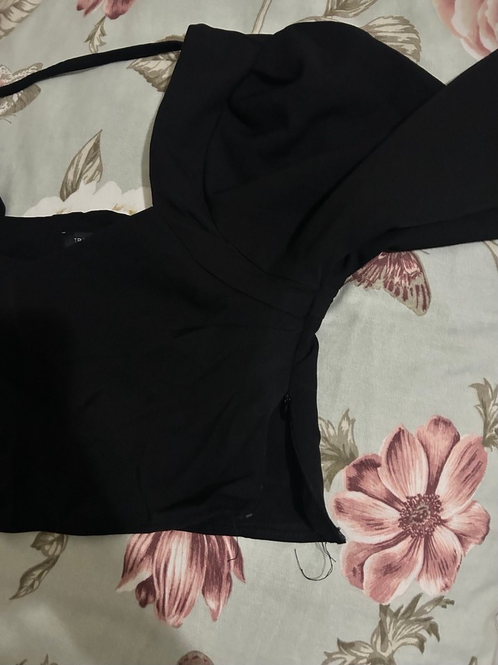 Siyah uzun kollu crop - Görsel 3