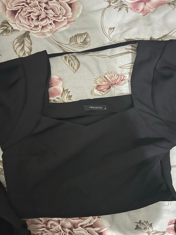 Siyah uzun kollu crop - Görsel 2