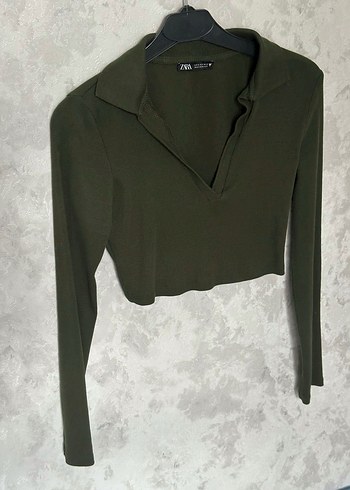 Kadın Haki V Yakalı Triko - Görsel 3